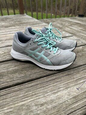 Asics Gel Contend 5 Womens Running Shoes Size 8.5 Wide Sneakers Grey White